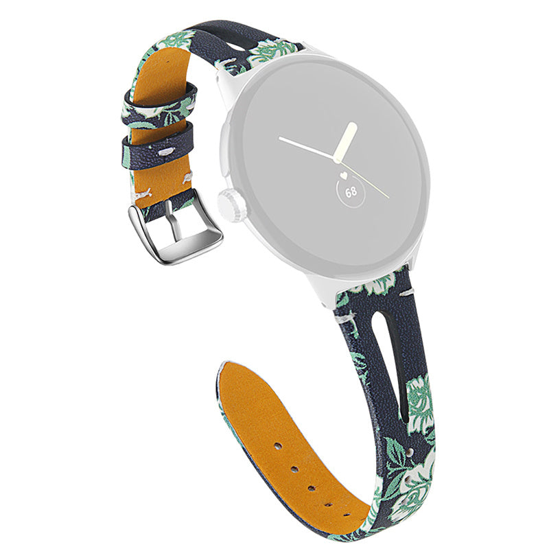 For Google Pixel Watch 2 Pixel Watch Genuine Leather Watch Strap Hollow-out Adjustable Wrist Strap Replacement with Silver Connector For Google Pixel Watch 2 Pixel Watch Genuine Leather Watch Strap Hollow-out Adjustable Wrist Strap Replacement with Silver Connector